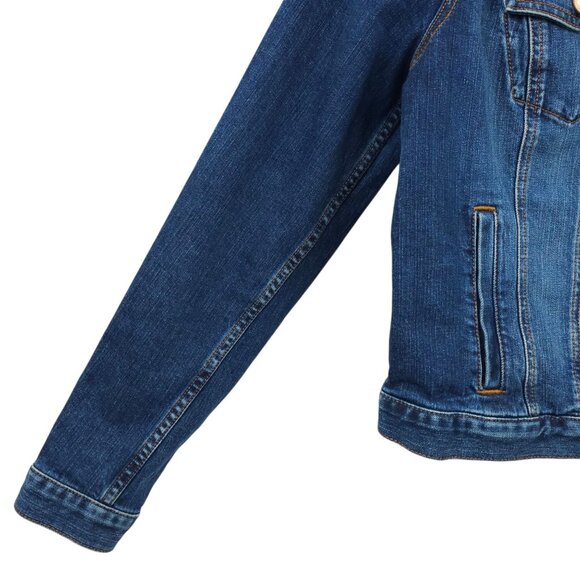 LOFT Denim Western Jacket Womens L Button Front Cropped Long Sleeve Pockets - Picture 10 of 16